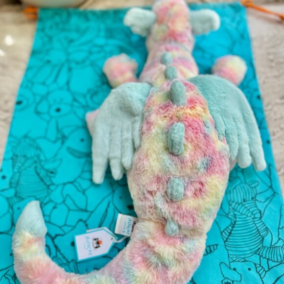 Jellycat Lazulia Rainbow Dragon Limited Rare Edition Large 50cm NWT and Dust Bag - Picture 7 of 8